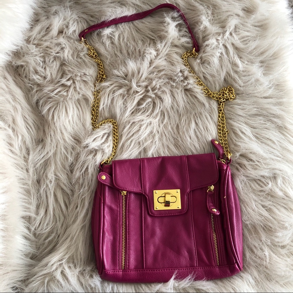 Purple Crossbody bag with gold hardware